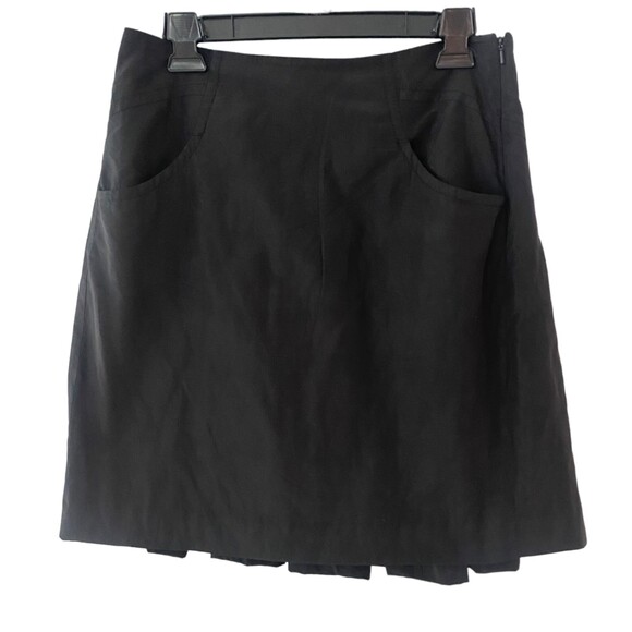 A/X Armani Exchange Pleated Flared Ruffled Lined Black Party Skirt Size 4 Mini - Picture 2 of 9